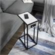 Cain End Tables White And Black 2 USB Charging Ports 2 Outlets Power Plug
