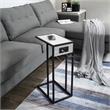 Cain End Tables White And Black 2 USB Charging Ports 2 Outlets Power Plug