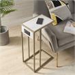 Cain End Tables White And Gold 2 USB Charging Ports 2 Outlets Power Plug