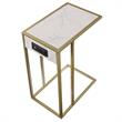 Cain End Tables White And Gold 2 USB Charging Ports 2 Outlets Power Plug