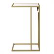Cain End Tables White And Gold 2 USB Charging Ports 2 Outlets Power Plug