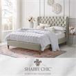 Aubriana Bed Yellow Beige Linen Queen Button Tufted Headboard Wingback