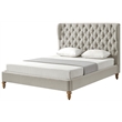 Aubriana Bed Yellow Beige Linen Queen Button Tufted Headboard Wingback