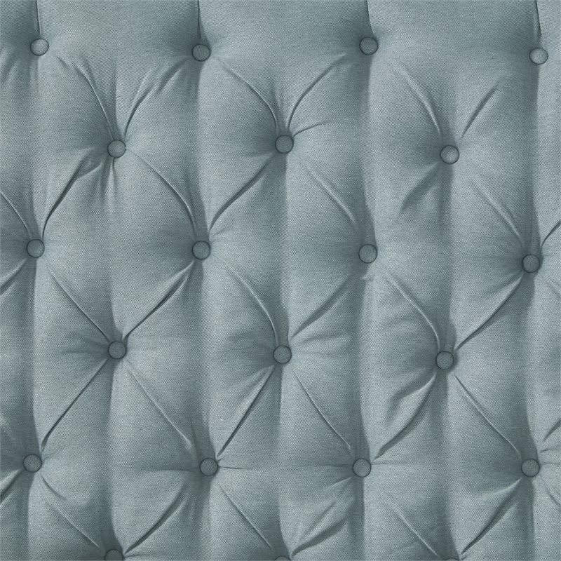 Aubriana Bed Sea Blue Linen Twin Button Tufted Headboard Wingback