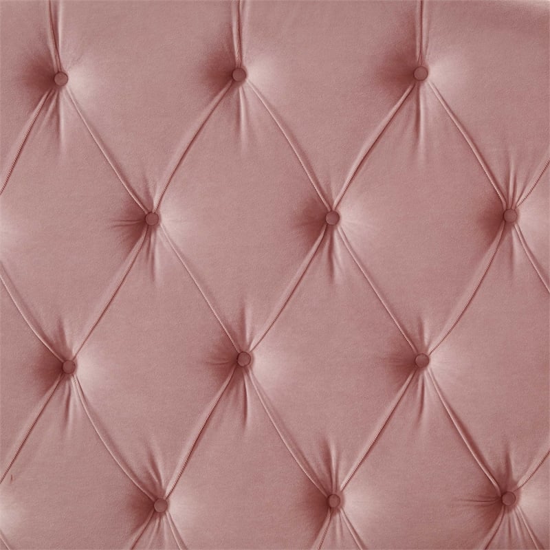 Calliope Bed Blush Velvet King Diamond Tufted Headboard and Footboard