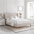 Kataleya Bed Pink Linen Twin Wingback Upholstered