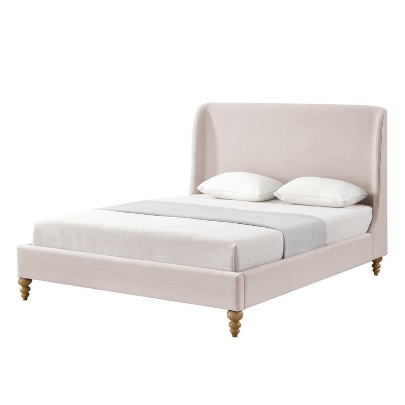 Kataleya Bed Pink Linen King Wingback Upholstered