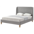 Kataleya Bed Grey wood Linen Queen Wingback Upholstered