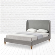 Kataleya Bed Grey wood Linen Queen Wingback Upholstered