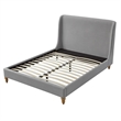 Kataleya Bed Gray wood Linen Twin Wingback Upholstered