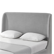 Kataleya Bed Gray wood Linen Twin Wingback Upholstered