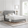 Kataleya Bed Gray wood Linen King Wingback Upholstered