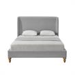 Kataleya Bed Gray wood Linen King Wingback Upholstered