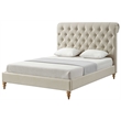 Addalynn Bed Yellow Beige Linen Queen Rolled Top Button Tufted Nailhead Trim