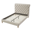 Addalynn Bed Yellow Beige Linen Queen Rolled Top Button Tufted Nailhead Trim