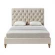 Addalynn Yellow Bed Beige Linen Twin Rolled Top Button Tufted Nailhead Trim