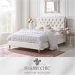 Addalynn Bed Cream White Linen Queen Rolled Top Button Tufted Nailhead Trim