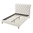 Addalynn Bed Cream White Linen Queen Rolled Top Button Tufted Nailhead Trim