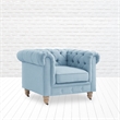 Londynn Club Chair Light Blue Linen Button Tufted Rolled Arm Sinuous Springs