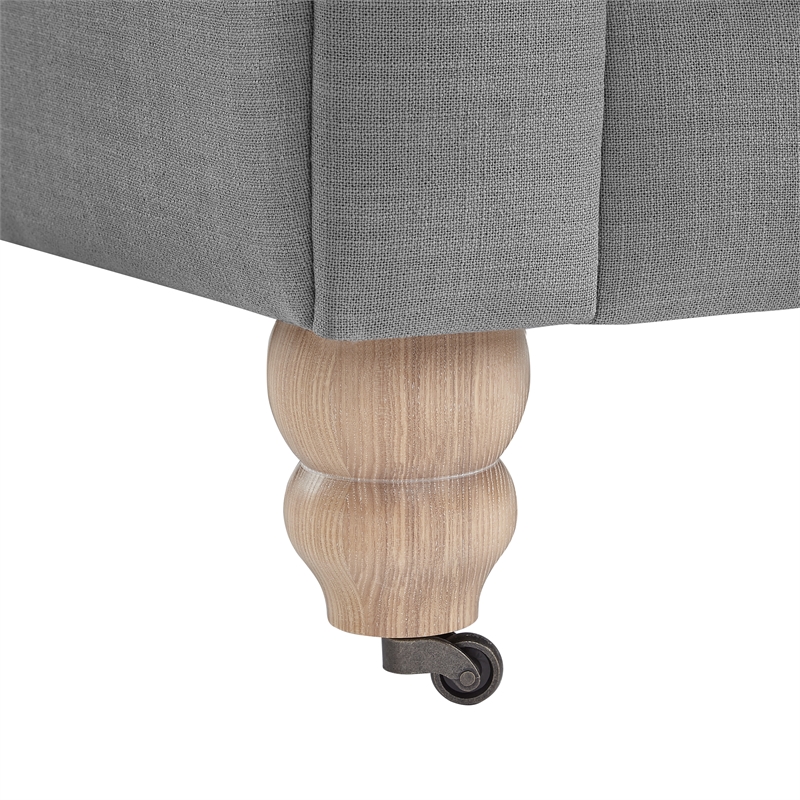 Londynn Club Chair Fabric Light Grey Linen Button Tufted Rolled Sinuous Springs
