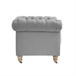 Londynn Club Chair Fabric Light Grey Linen Button Tufted Rolled Sinuous Springs