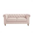 Londynn Loveseat Pink Linen Button Tufted Rolled Arm Sinuous Springs