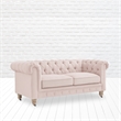 Londynn Loveseat Pink Linen Button Tufted Rolled Arm Sinuous Springs