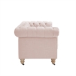 Londynn Loveseat Pink Linen Button Tufted Rolled Arm Sinuous Springs