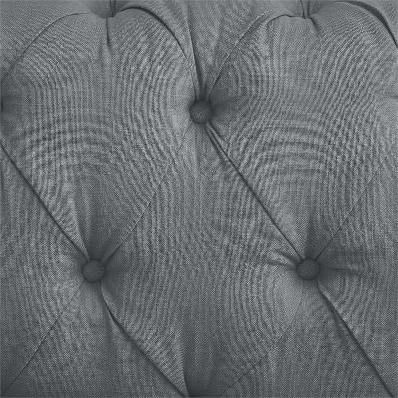 Londynn Loveseat Dark Grey Linen Button Tufted Rolled Arm Sinuous Springs