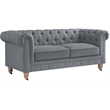 Londynn Loveseat Dark Grey Linen Button Tufted Rolled Arm Sinuous Springs