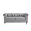 Londynn Loveseat Light Grey Linen Button Tufted Rolled Arm Sinuous Springs