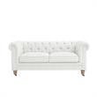 Londynn Loveseat Cream White Linen Button Tufted Rolled Arm Sinuous Springs