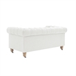Londynn Loveseat Cream White Linen Button Tufted Rolled Arm Sinuous Springs