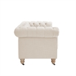 Londynn Loveseat Beige Linen Button Tufted Rolled Arm Sinuous Springs