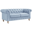 Londynn Loveseat Light Blue Linen Button Tufted Rolled Arm Sinuous Springs