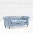 Londynn Loveseat Light Blue Linen Button Tufted Rolled Arm Sinuous Springs