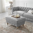 Londynn Cocktail Ottoman Light Grey Linen Button Tufted Sinuous Springs