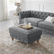 Londynn Cocktail Ottoman Dark Gray Fabric Linen Button Tufted Sinuous Springs