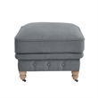 Londynn Cocktail Ottoman Dark Gray Fabric Linen Button Tufted Sinuous Springs