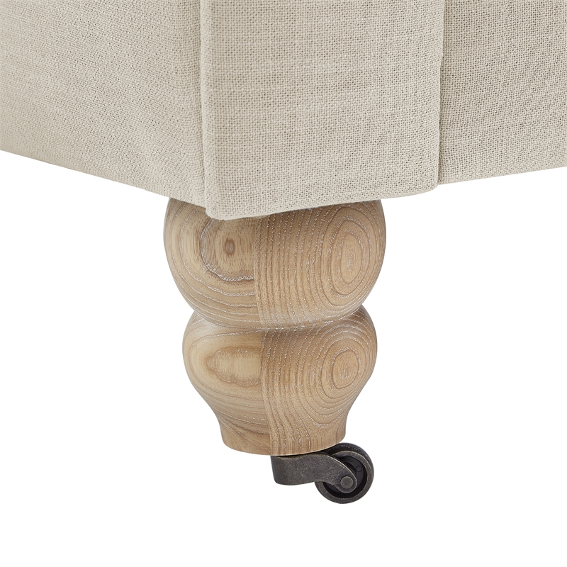 Londynn Sofa Beige Linen Button Tufted Rolled Arm Sinuous Springs