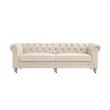 Londynn Sofa Beige Linen Button Tufted Rolled Arm Sinuous Springs