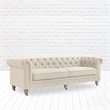 Londynn Sofa Beige Linen Button Tufted Rolled Arm Sinuous Springs