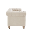 Londynn Sofa Beige Linen Button Tufted Rolled Arm Sinuous Springs