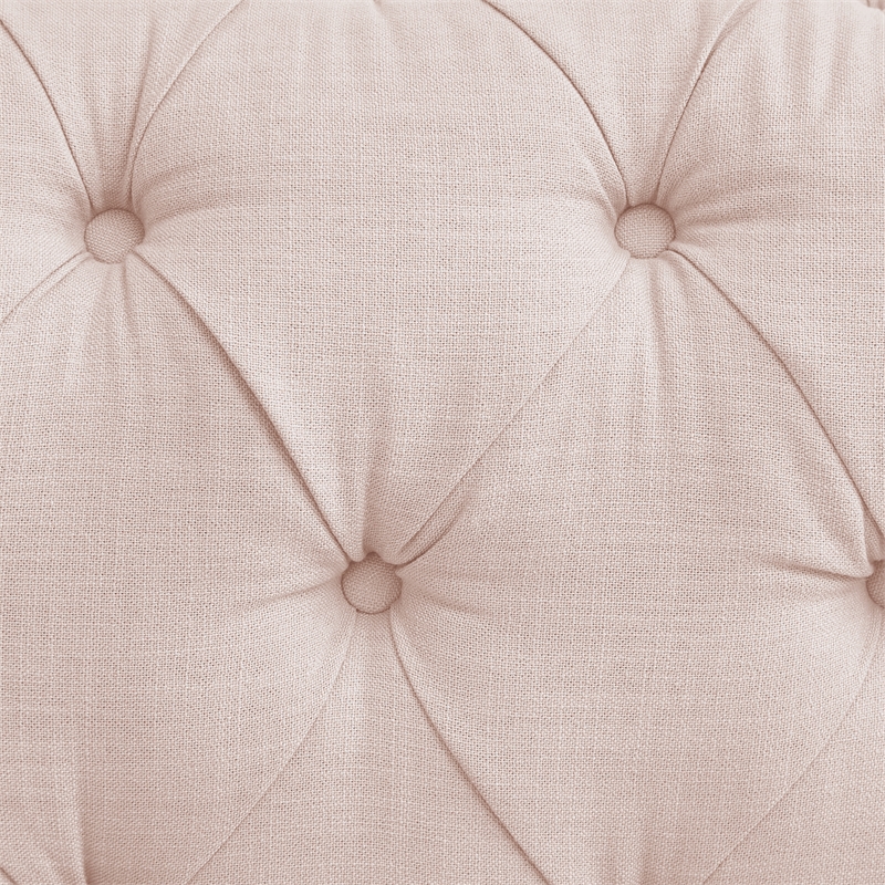 Londynn Sofa Pink Linen Button Tufted Rolled Arm Sinuous Springs