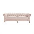 Londynn Sofa Pink Linen Button Tufted Rolled Arm Sinuous Springs