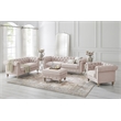 Londynn Sofa Pink Linen Button Tufted Rolled Arm Sinuous Springs
