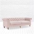 Londynn Sofa Pink Linen Button Tufted Rolled Arm Sinuous Springs
