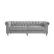 Londynn Sofa Light Grey Linen Button Tufted Rolled Arm Sinuous Springs
