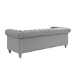 Londynn Sofa Light Grey Linen Button Tufted Rolled Arm Sinuous Springs