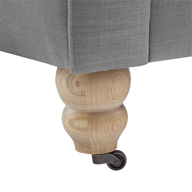 Londynn Sofa Light Grey Linen Button Tufted Rolled Arm Sinuous Springs